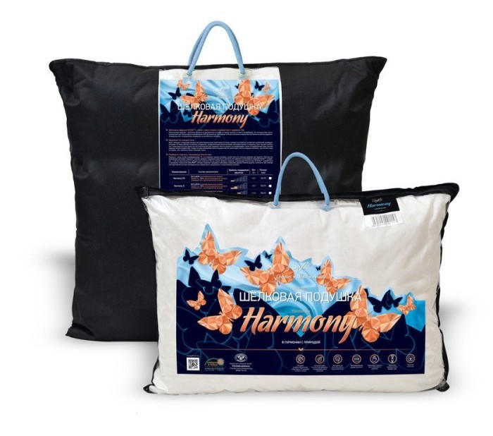 Шелковая подушка "Harmony"  L-поддержка средняя плюс/ упругая 50х70