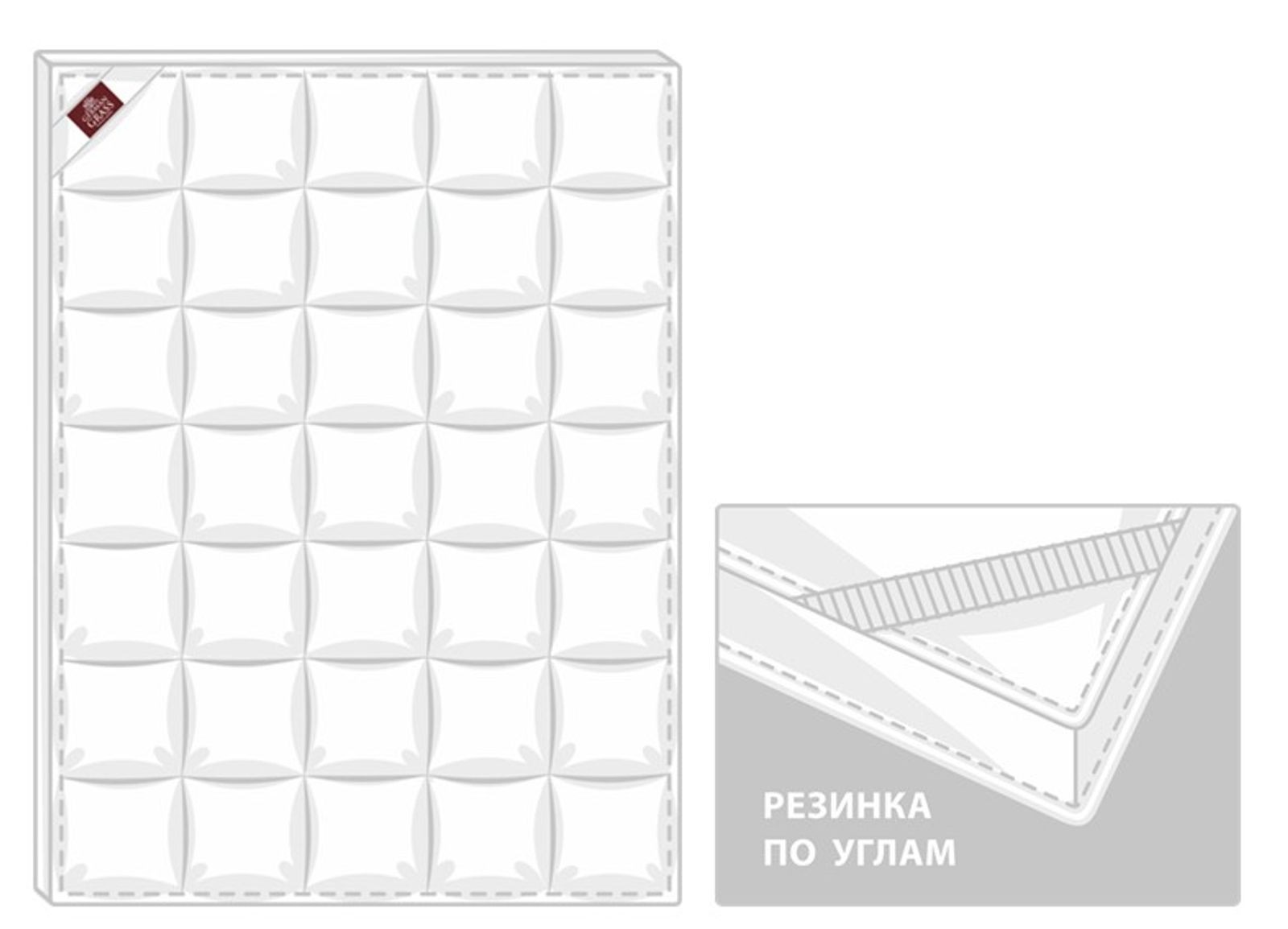 Перина полупуховая DOUBLE COMFORT GRASS 180х200 с бортиком 10 см