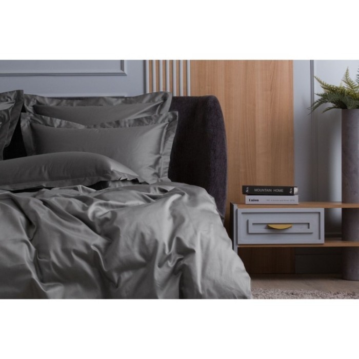 Постельное белье Graphite Allure Grass Евро простыня на резинке