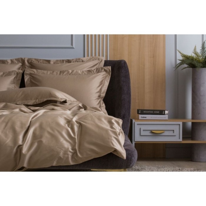 Постельное белье Caramel Beige Allure Grass Полуторный простыня на резинке